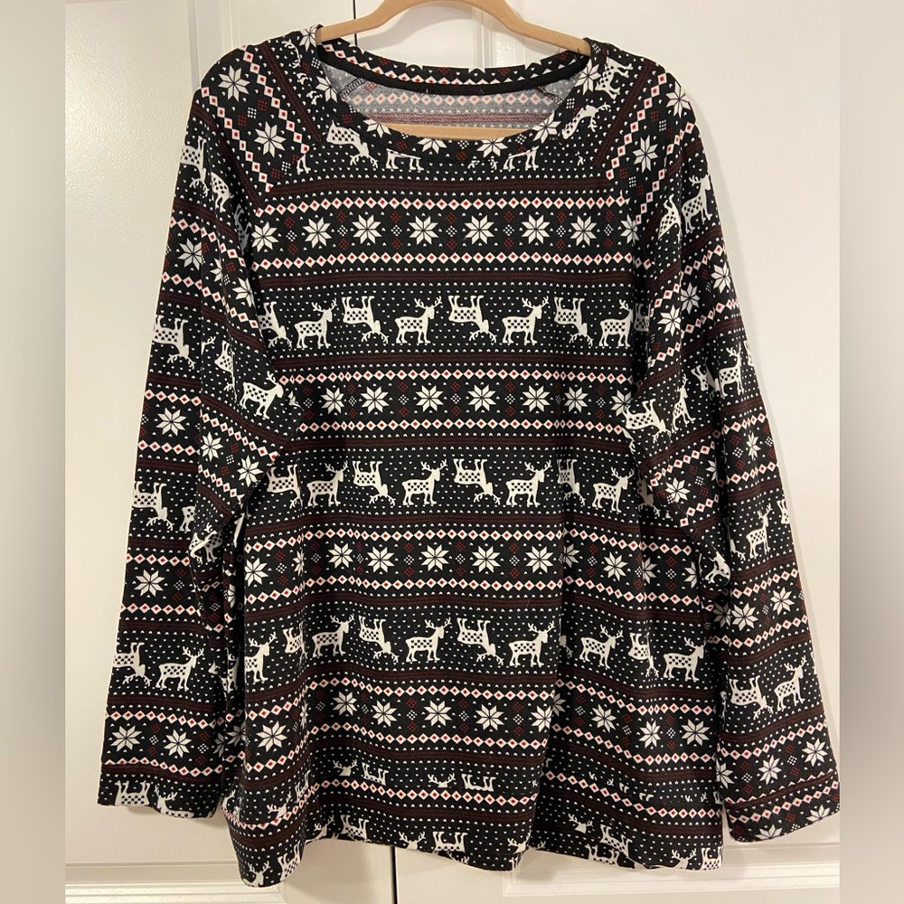 Christmas Reindeer Fair Isle Patterned Top